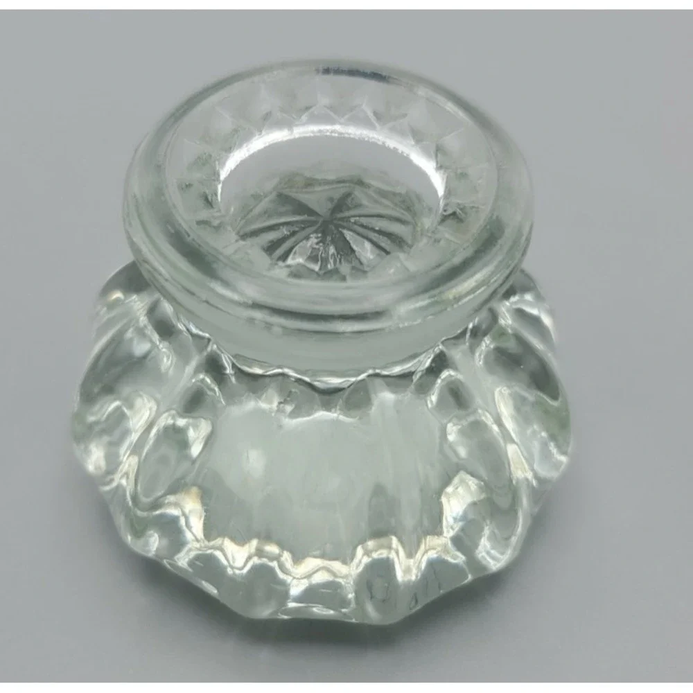 Depression Era 12 Point Glass Fluted Door Knob No Brass Base 2 inch Diameter VTG